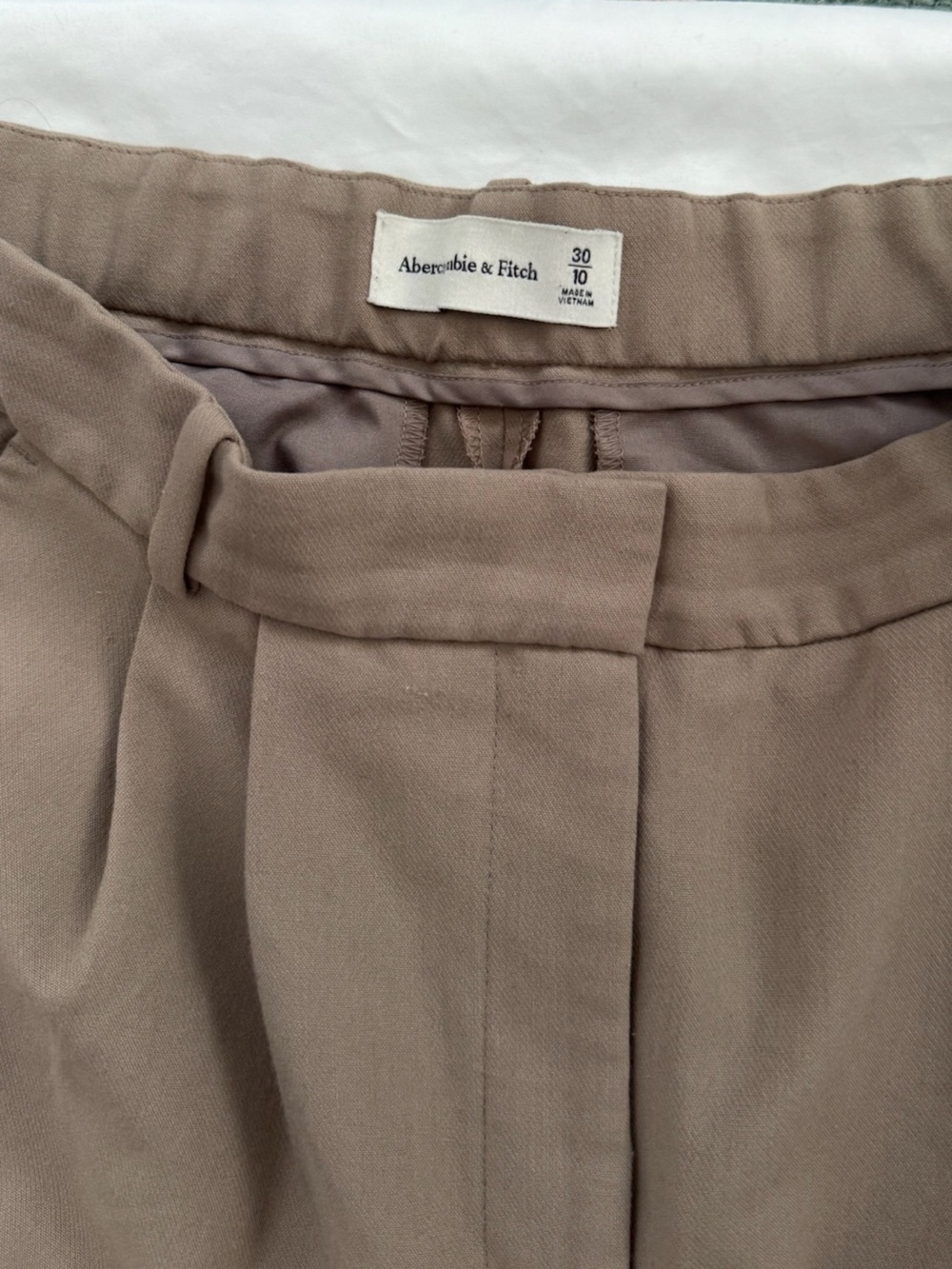 Abercrombie & Fitch Sloane Tailored Wide Leg Pant in Khaki Brown - Picture 3 of 5
